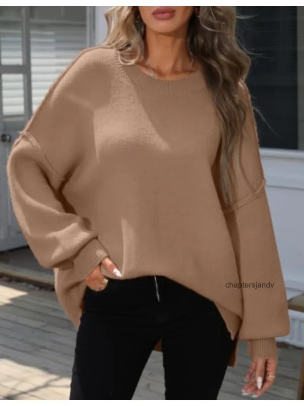 Oversized Batwing Sweater Acrylic Polyamide Pullover Knit Top
